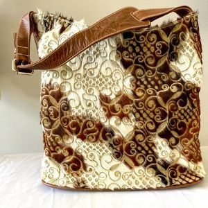 Boho Cowhide Patchwork Embroidered Shoulder Bag